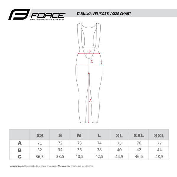 9003991 kalhoty force reflex line tabulka