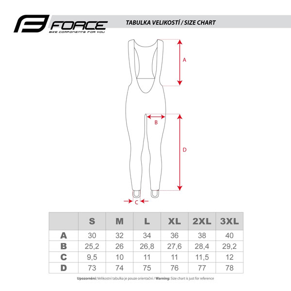 tabulka kalhoty force extrem